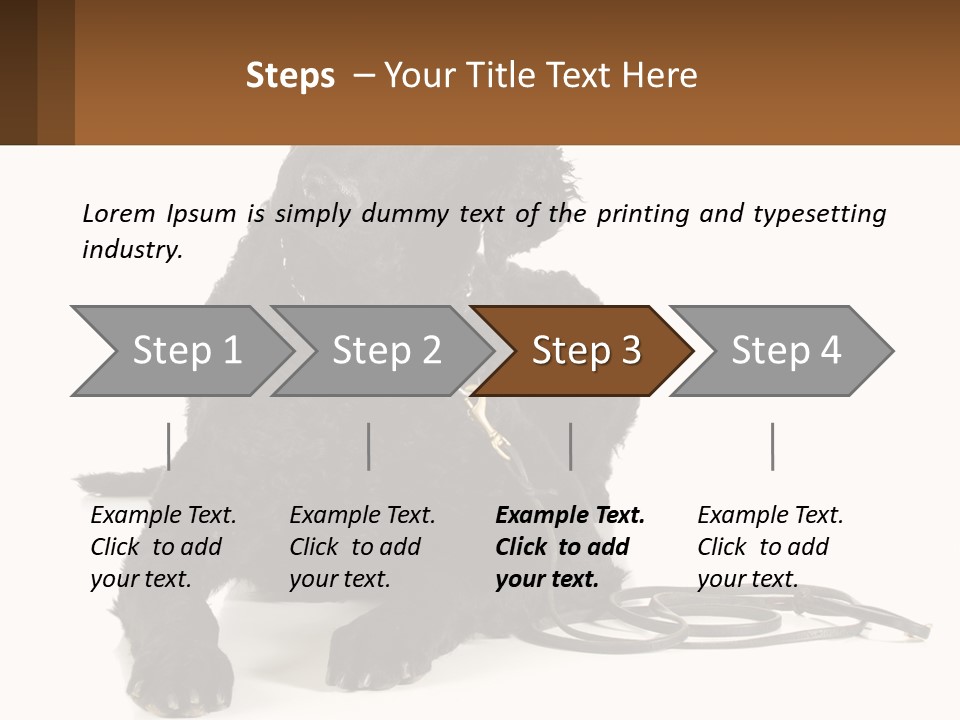 A Black Dog With A Leash On A White Background PowerPoint Template