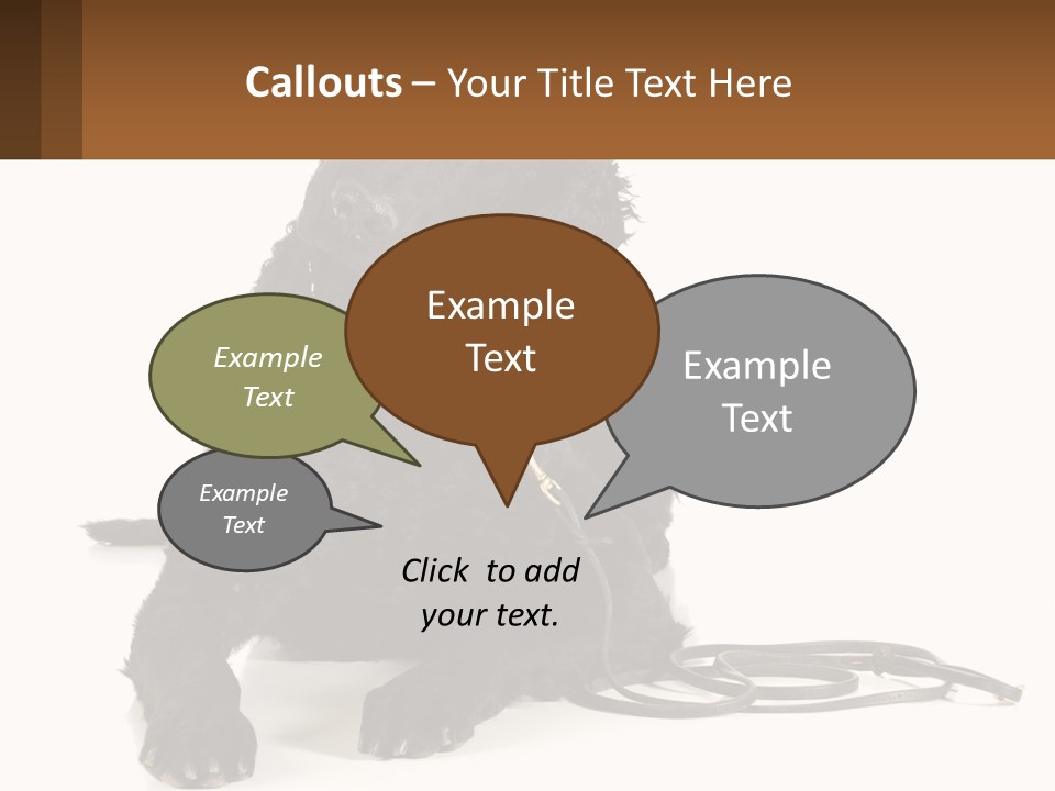 A Black Dog With A Leash On A White Background PowerPoint Template