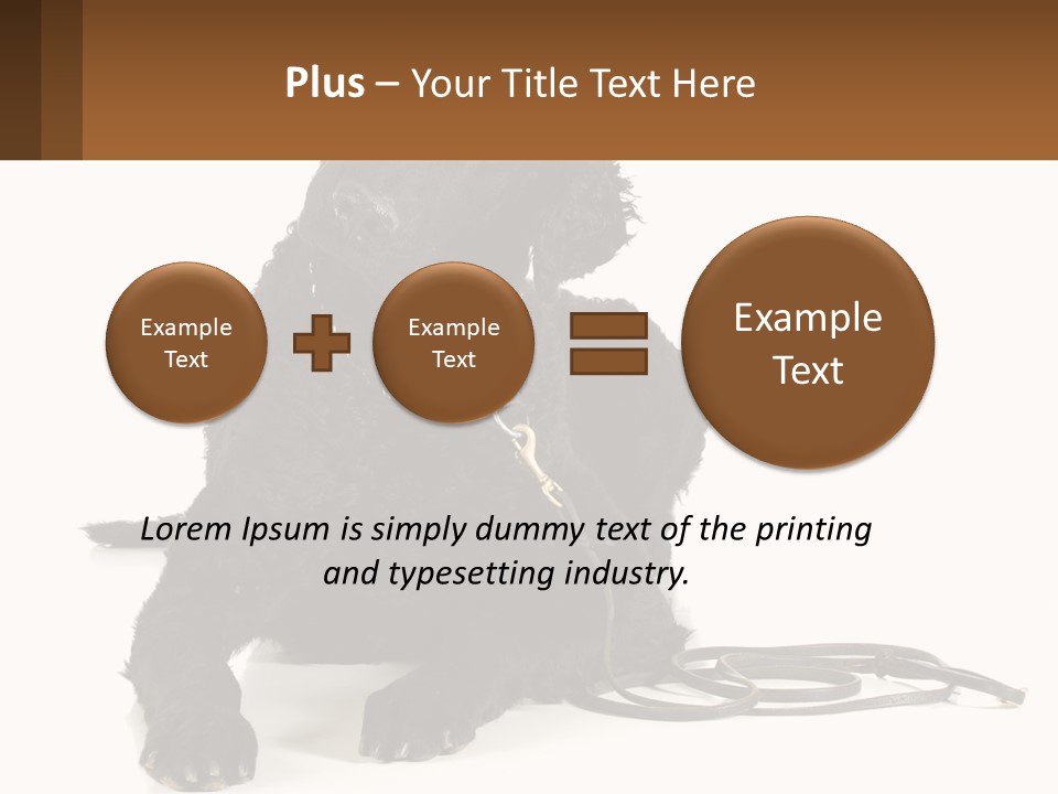 A Black Dog With A Leash On A White Background PowerPoint Template