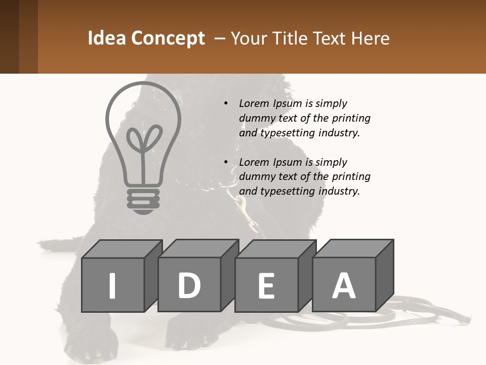 A Black Dog With A Leash On A White Background PowerPoint Template