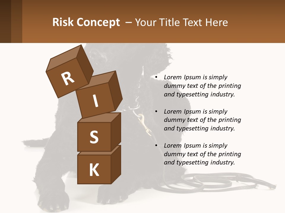 A Black Dog With A Leash On A White Background PowerPoint Template