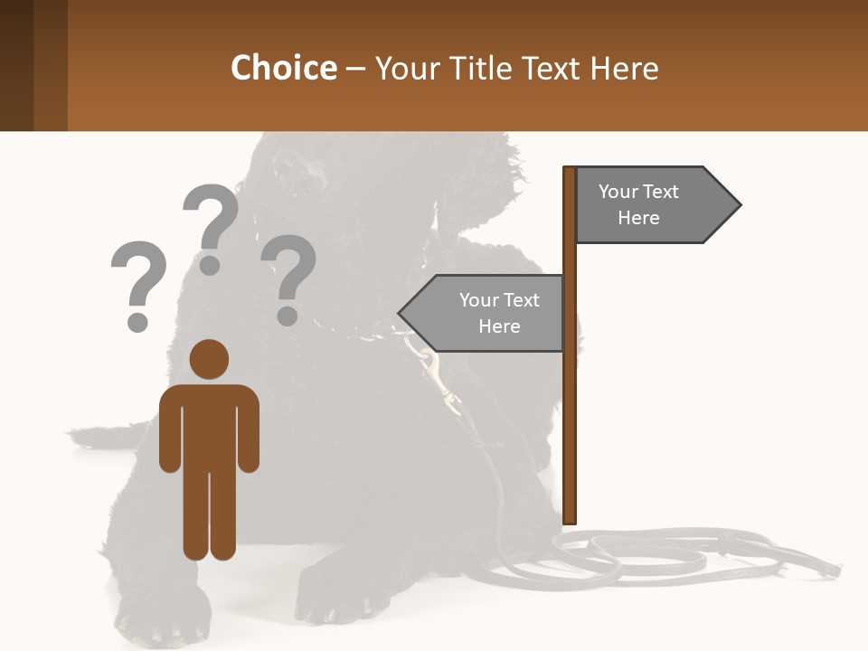 A Black Dog With A Leash On A White Background PowerPoint Template