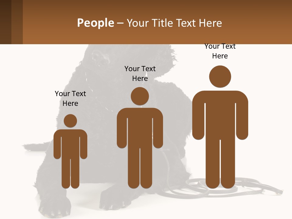 A Black Dog With A Leash On A White Background PowerPoint Template