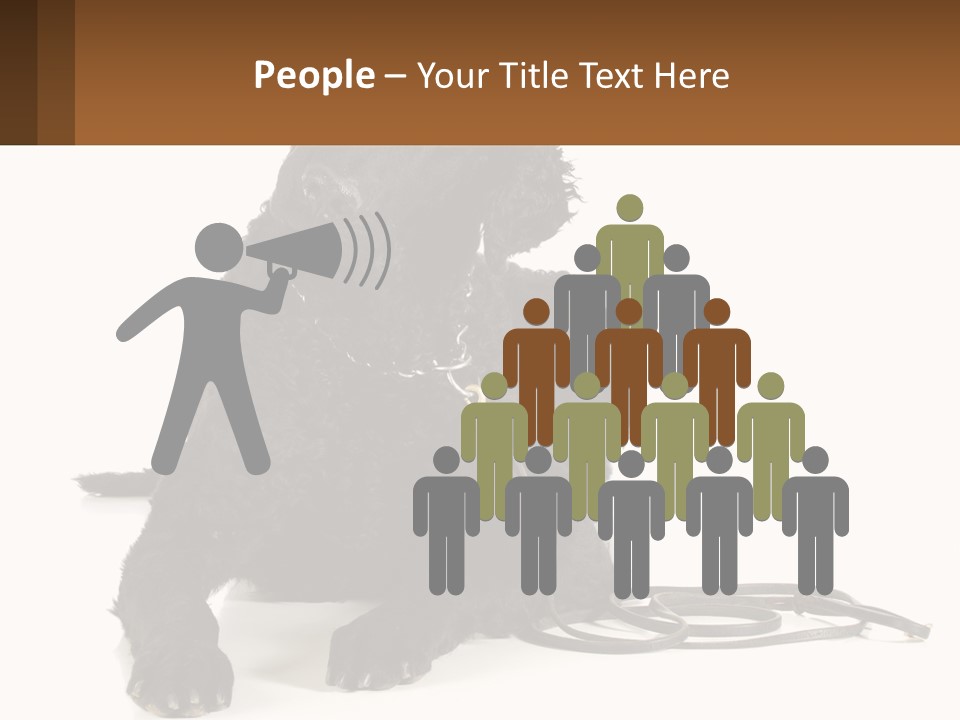 A Black Dog With A Leash On A White Background PowerPoint Template