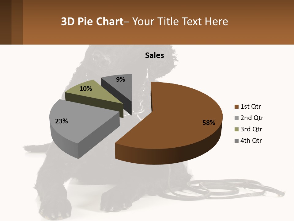 A Black Dog With A Leash On A White Background PowerPoint Template