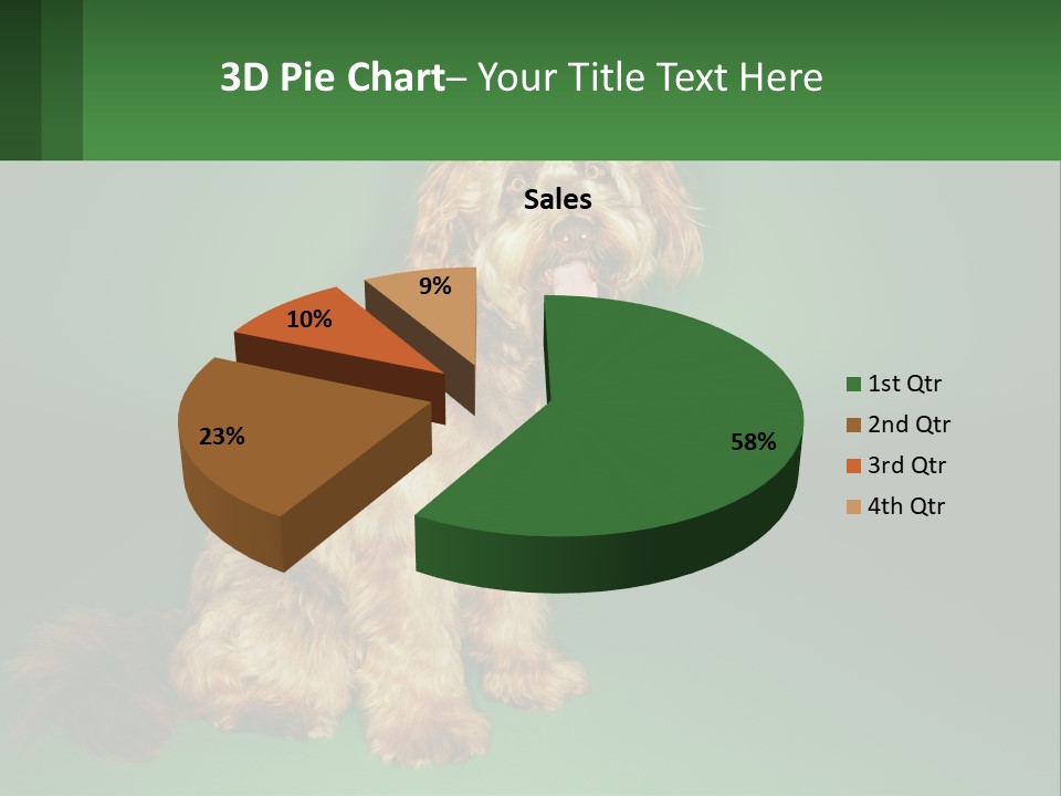 A Brown Dog Sitting On Top Of A Green Background PowerPoint Template
