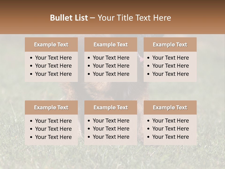 A Brown And Black Dog Standing On Top Of A Lush Green Field PowerPoint Template