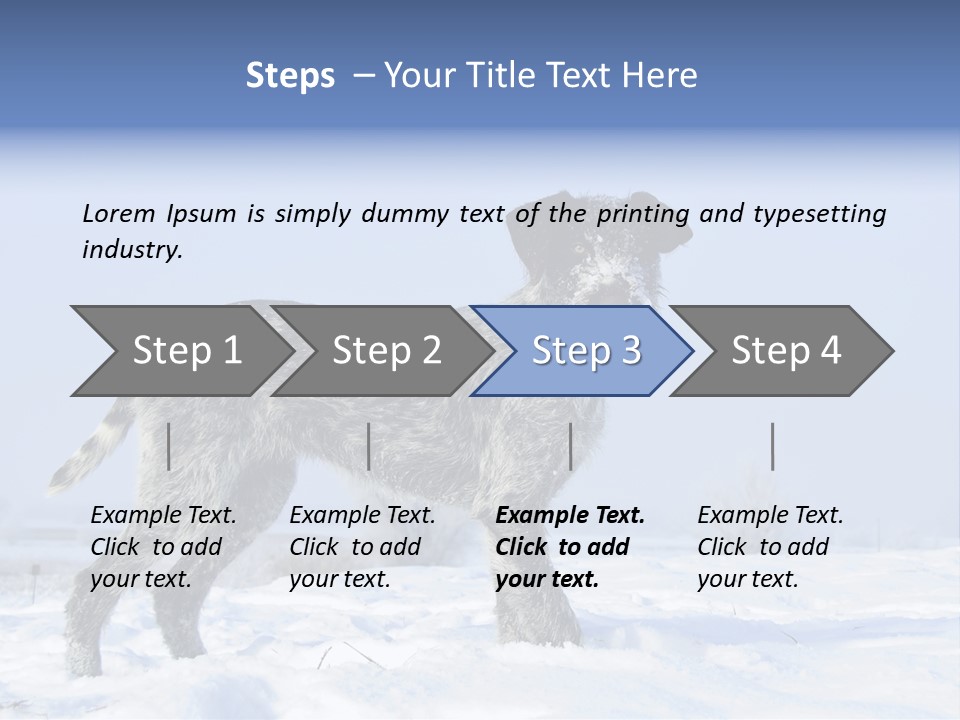 A Gray And Black Dog Standing In The Snow PowerPoint Template