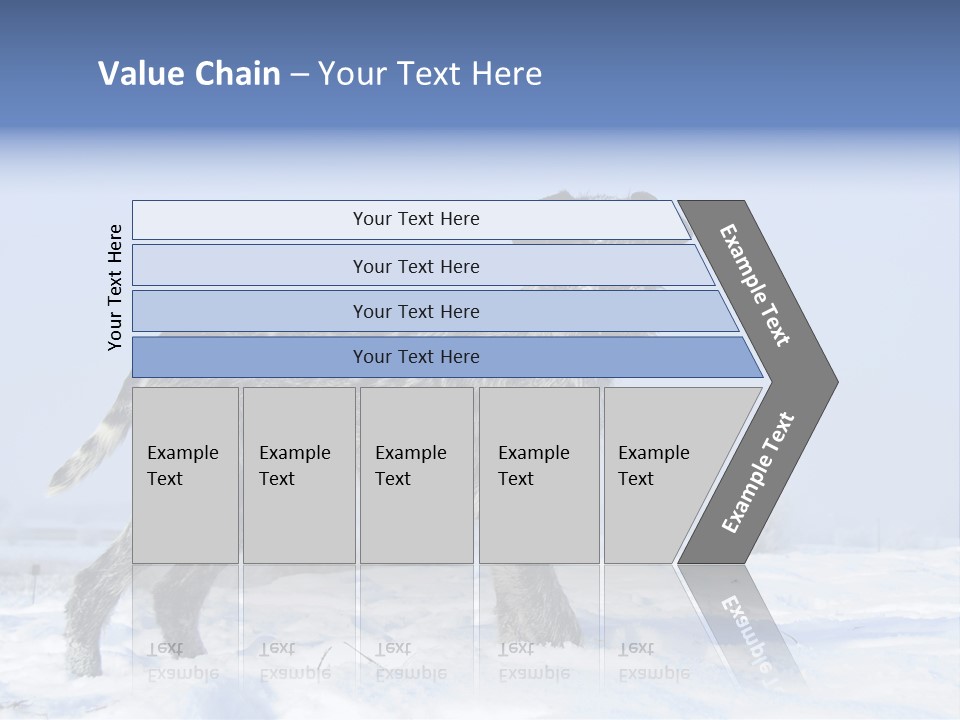 A Gray And Black Dog Standing In The Snow PowerPoint Template