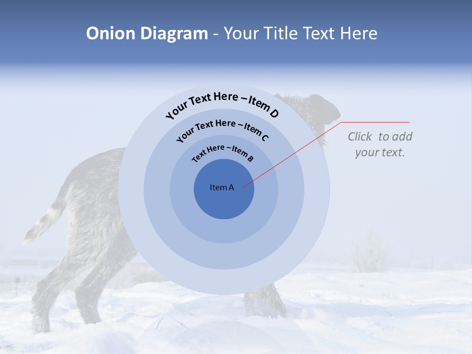 A Gray And Black Dog Standing In The Snow PowerPoint Template