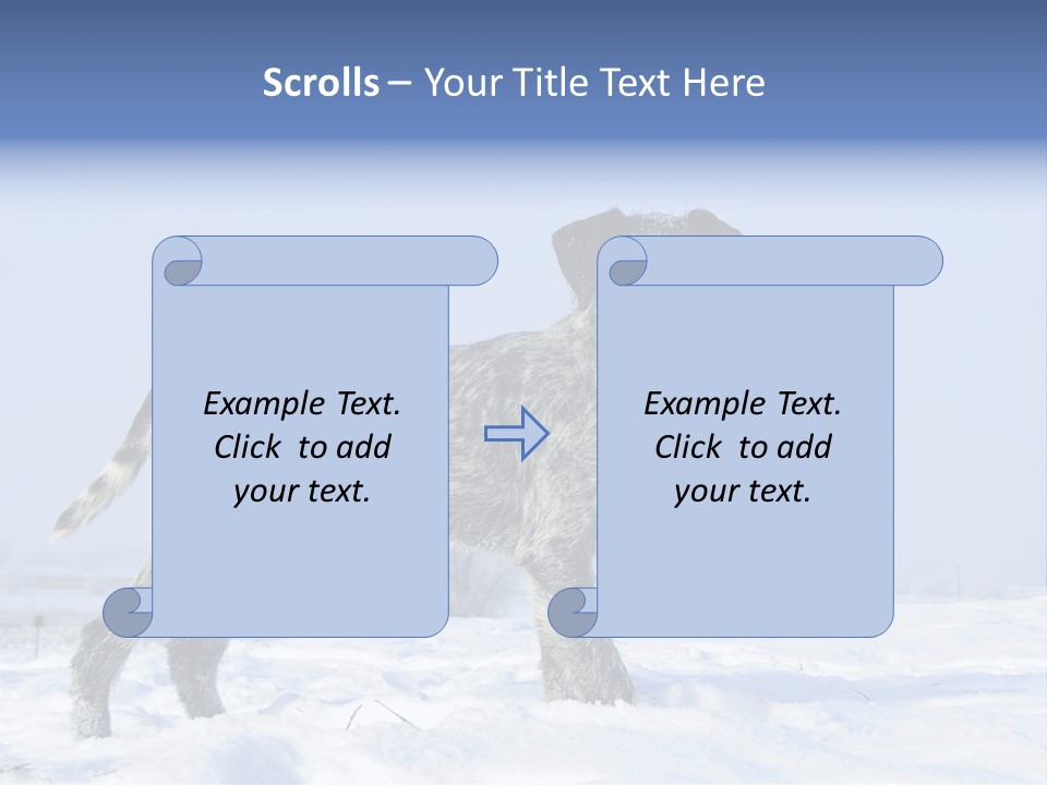 A Gray And Black Dog Standing In The Snow PowerPoint Template