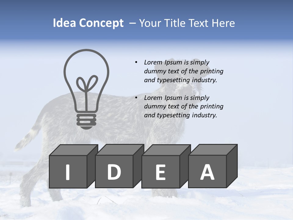 A Gray And Black Dog Standing In The Snow PowerPoint Template