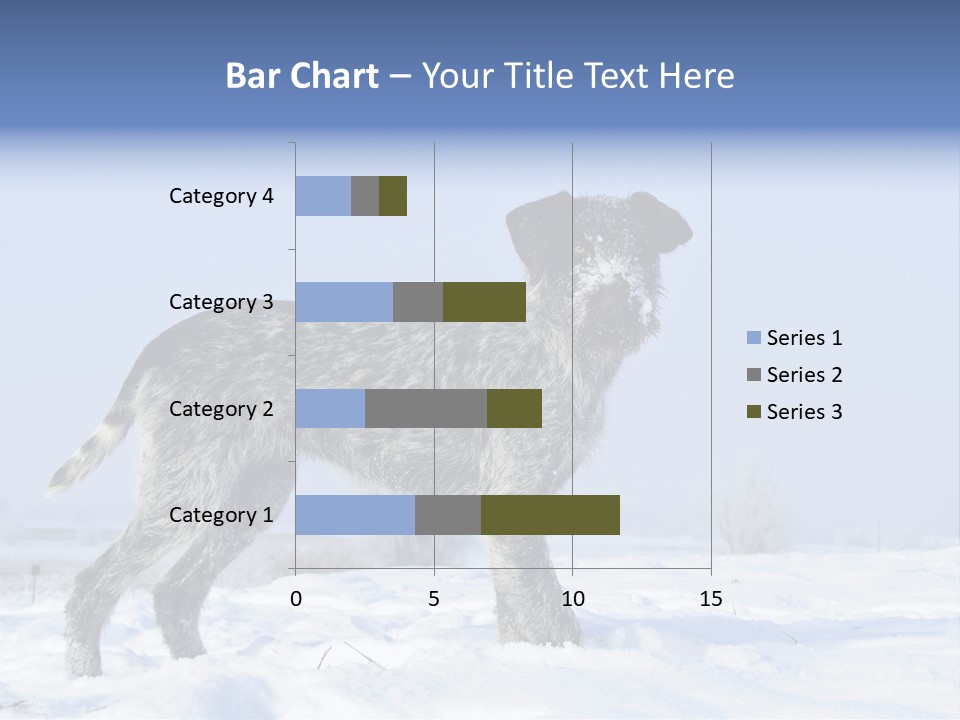 A Gray And Black Dog Standing In The Snow PowerPoint Template
