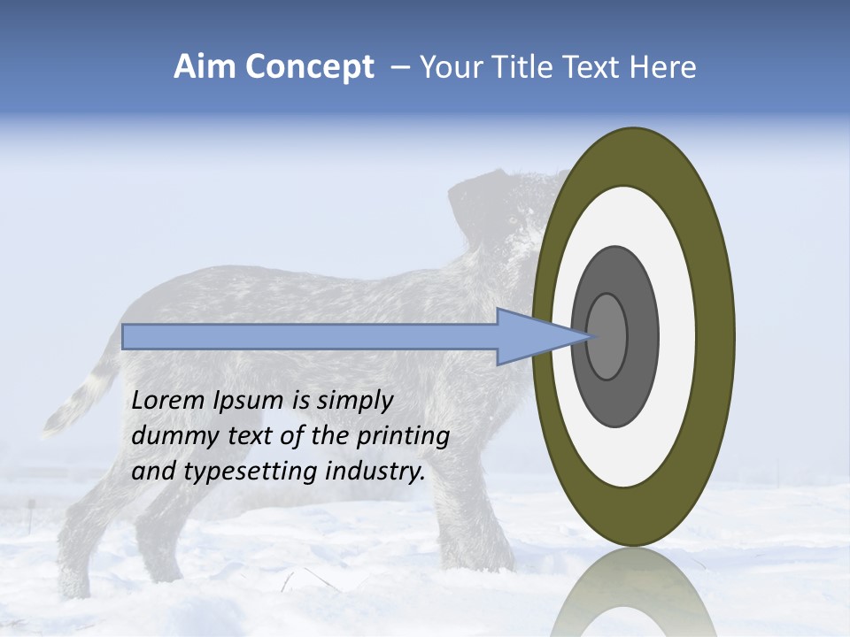 A Gray And Black Dog Standing In The Snow PowerPoint Template