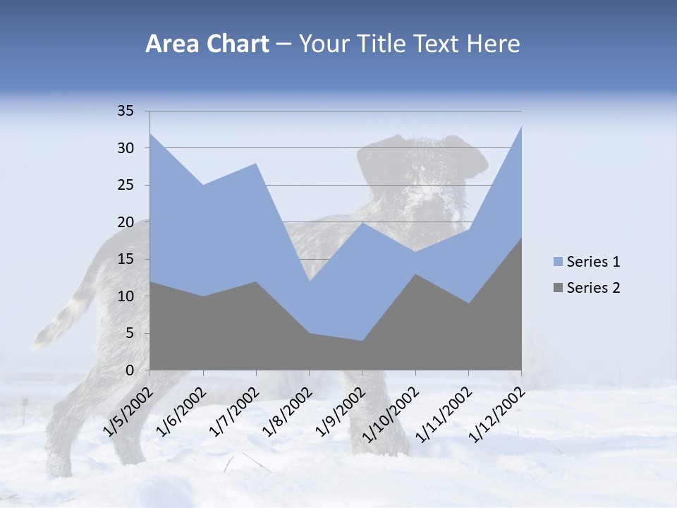 A Gray And Black Dog Standing In The Snow PowerPoint Template