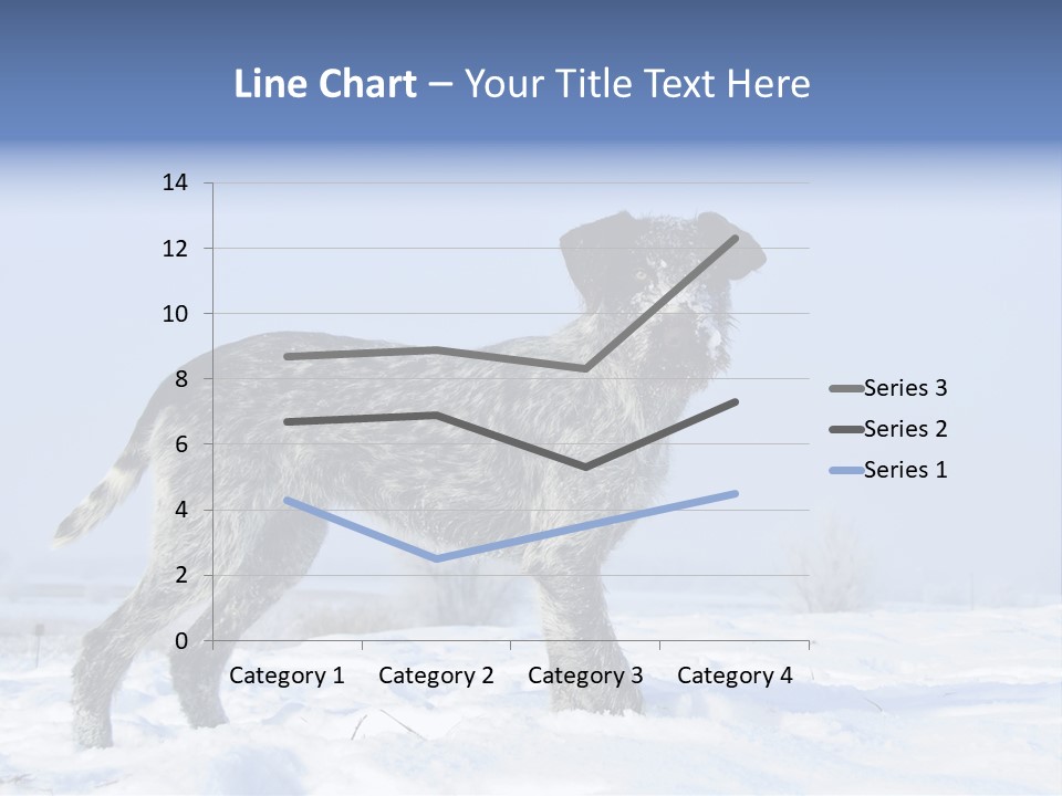 A Gray And Black Dog Standing In The Snow PowerPoint Template