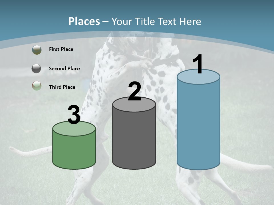 Two Dalmatian Dogs Playing With Each Other In The Grass PowerPoint Template