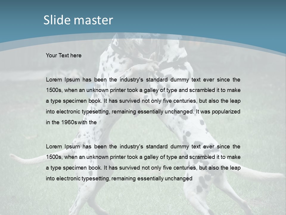 Two Dalmatian Dogs Playing With Each Other In The Grass PowerPoint Template