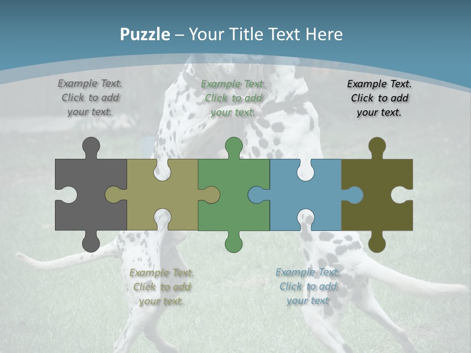 Two Dalmatian Dogs Playing With Each Other In The Grass PowerPoint Template