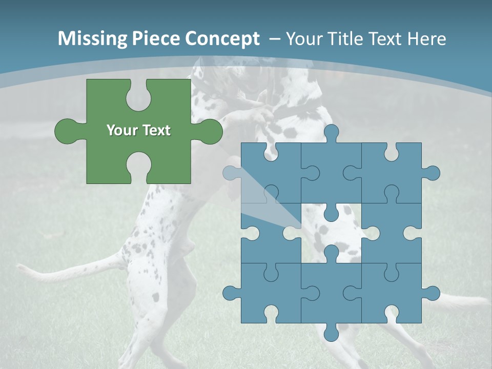 Two Dalmatian Dogs Playing With Each Other In The Grass PowerPoint Template