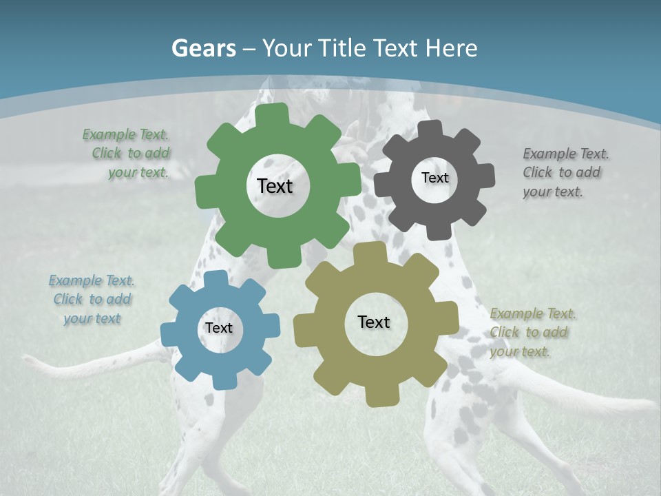 Two Dalmatian Dogs Playing With Each Other In The Grass PowerPoint Template