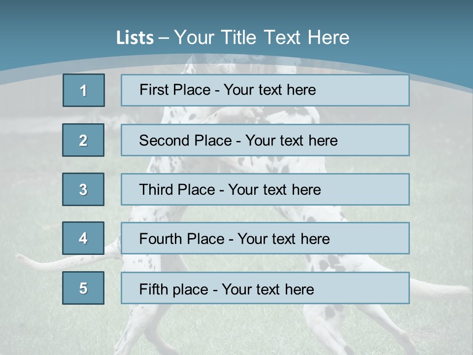 Two Dalmatian Dogs Playing With Each Other In The Grass PowerPoint Template