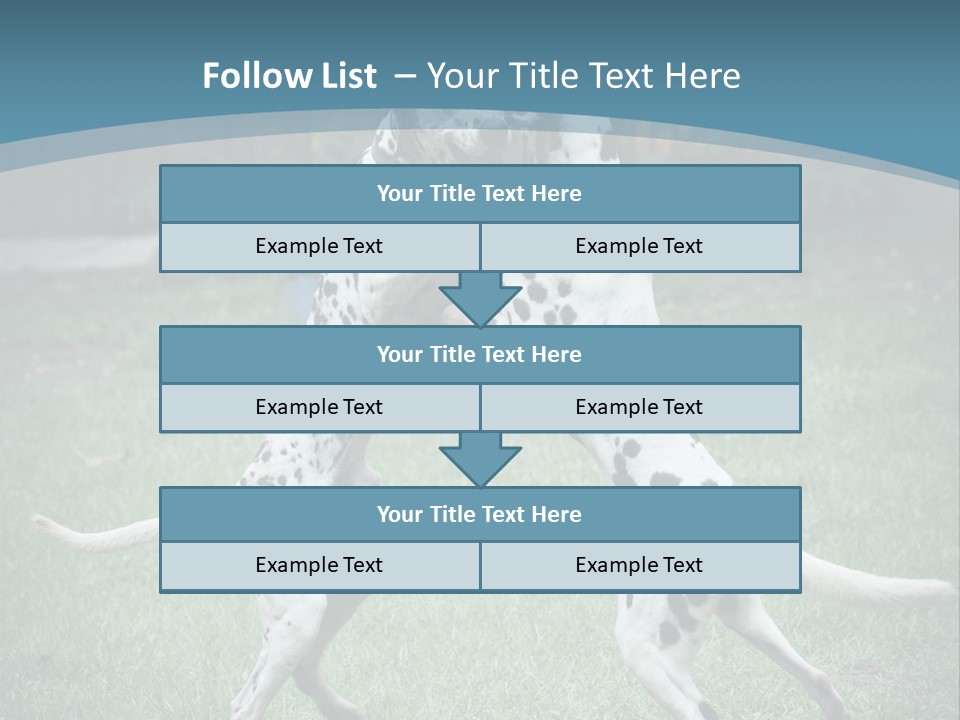 Two Dalmatian Dogs Playing With Each Other In The Grass PowerPoint Template