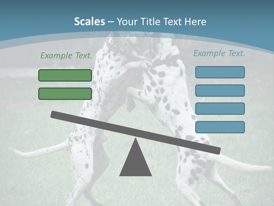 Two Dalmatian Dogs Playing With Each Other In The Grass PowerPoint Template