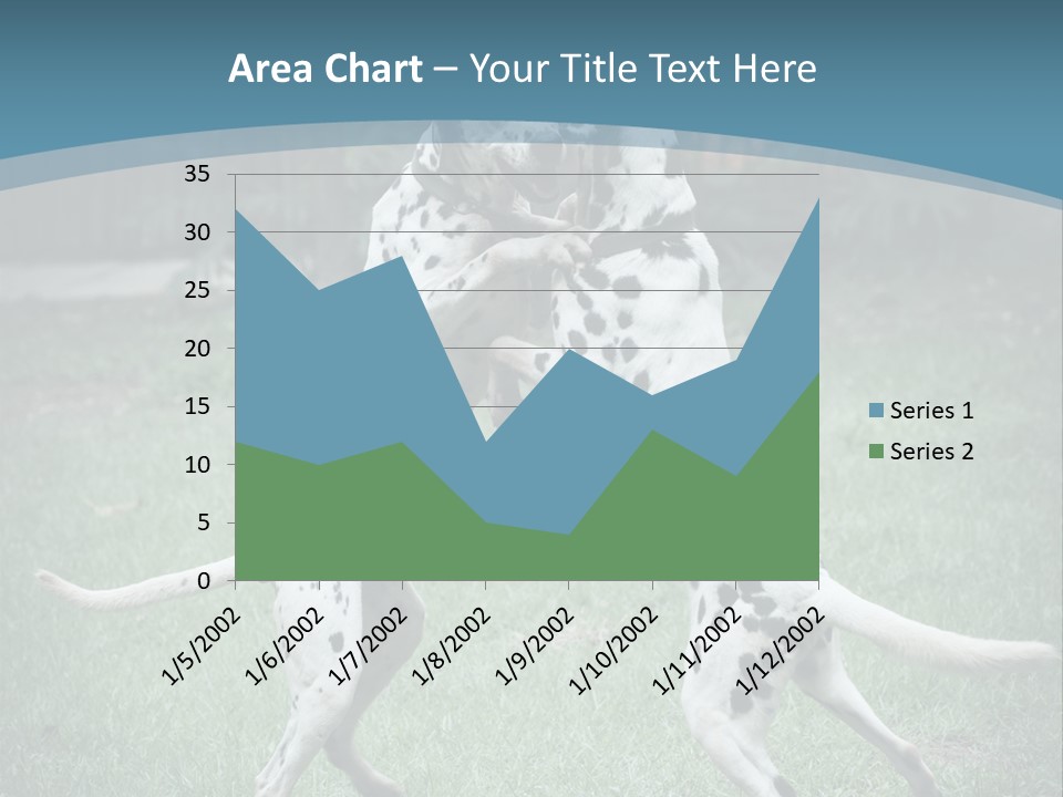 Two Dalmatian Dogs Playing With Each Other In The Grass PowerPoint Template
