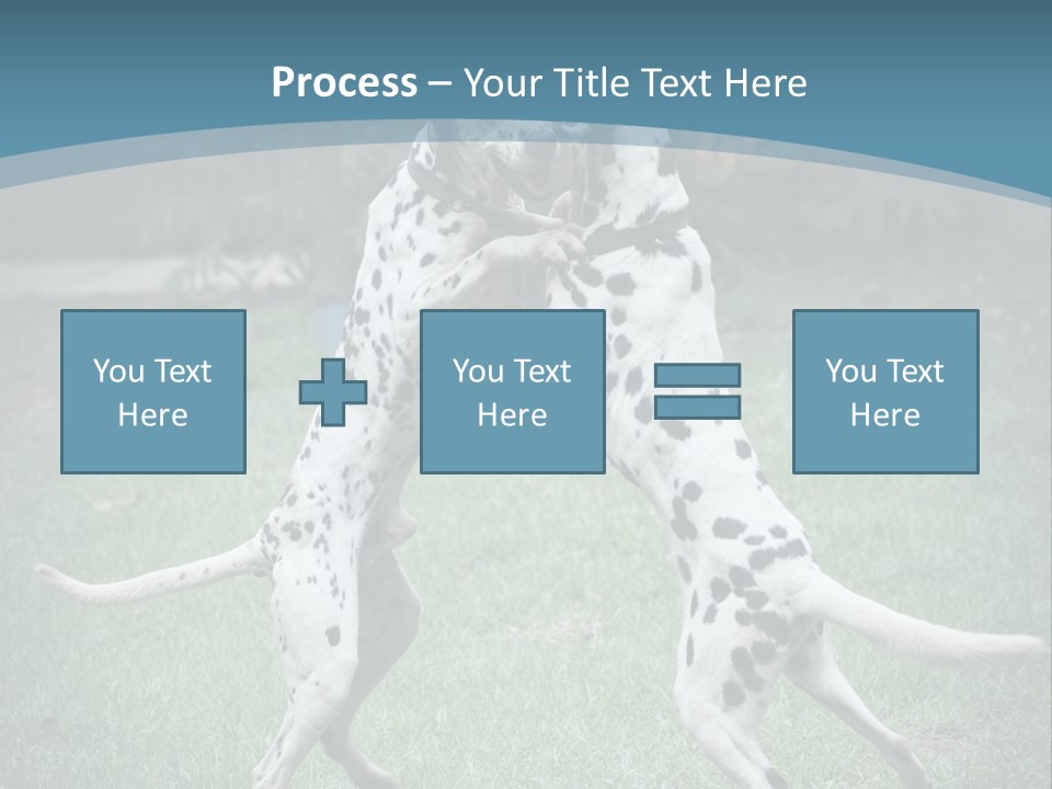 Two Dalmatian Dogs Playing With Each Other In The Grass PowerPoint Template