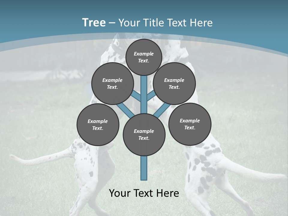 Two Dalmatian Dogs Playing With Each Other In The Grass PowerPoint Template