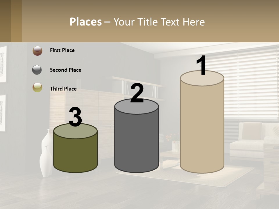 A Living Room With Furniture And A Tv PowerPoint Template