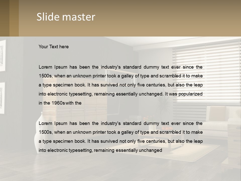 A Living Room With Furniture And A Tv PowerPoint Template