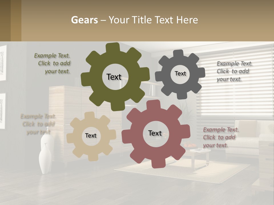 A Living Room With Furniture And A Tv PowerPoint Template