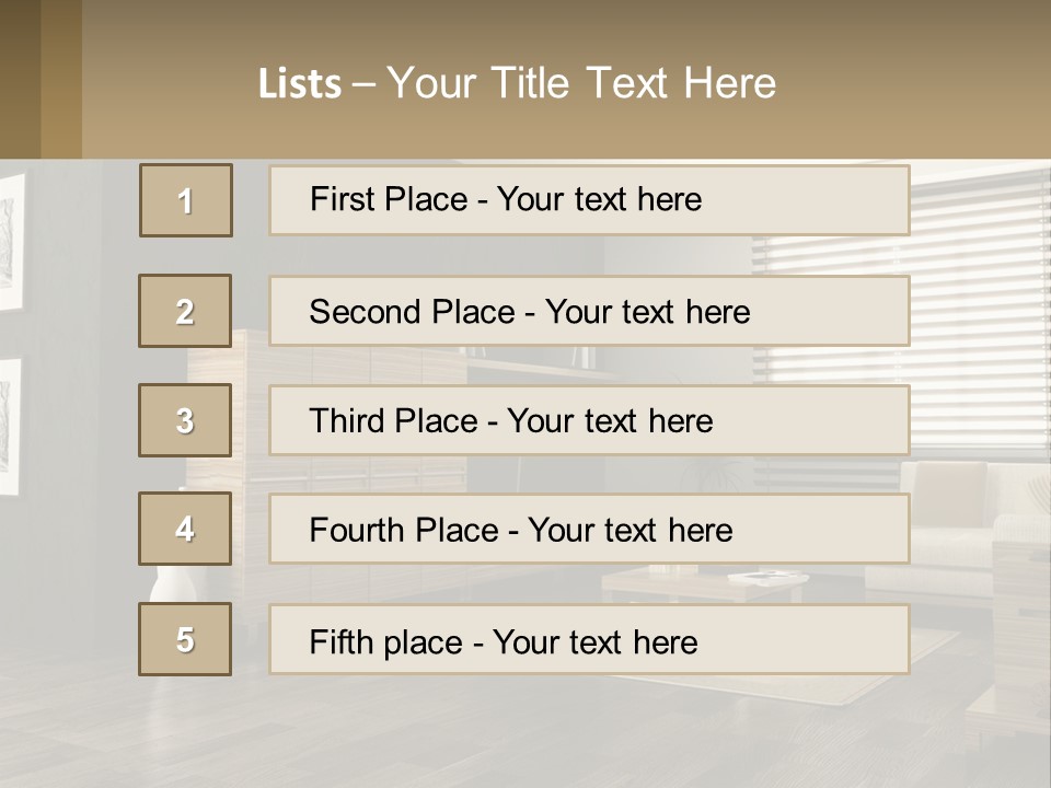 A Living Room With Furniture And A Tv PowerPoint Template