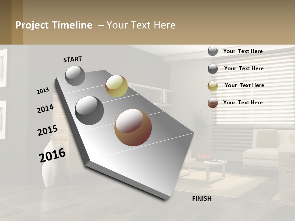 A Living Room With Furniture And A Tv PowerPoint Template