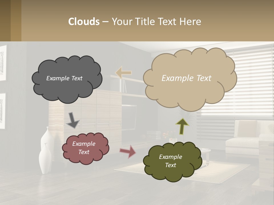 A Living Room With Furniture And A Tv PowerPoint Template