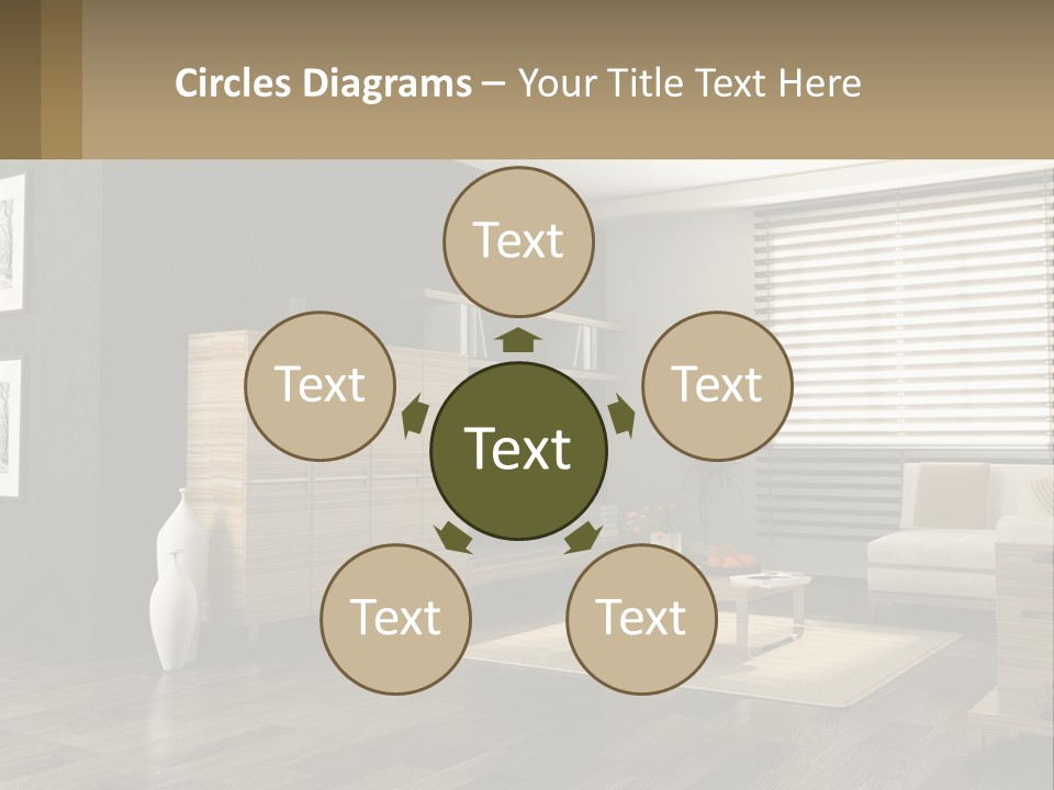 A Living Room With Furniture And A Tv PowerPoint Template