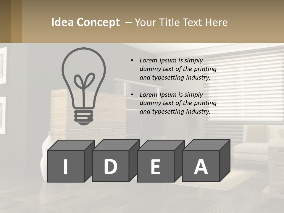 A Living Room With Furniture And A Tv PowerPoint Template