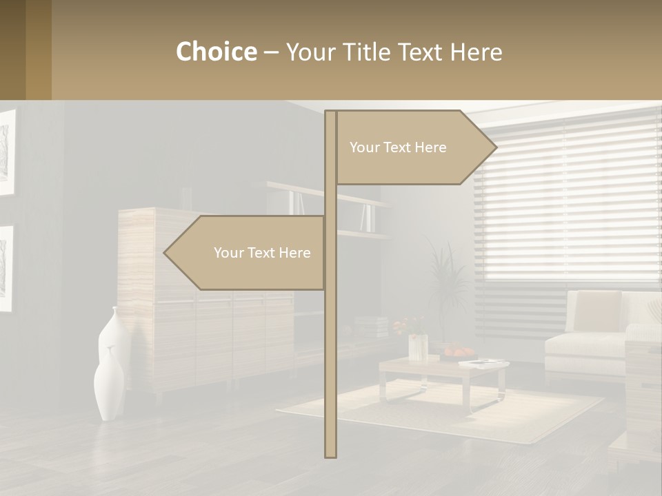 A Living Room With Furniture And A Tv PowerPoint Template