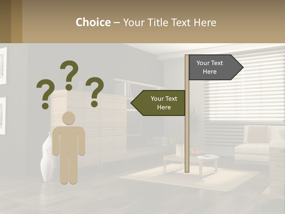 A Living Room With Furniture And A Tv PowerPoint Template