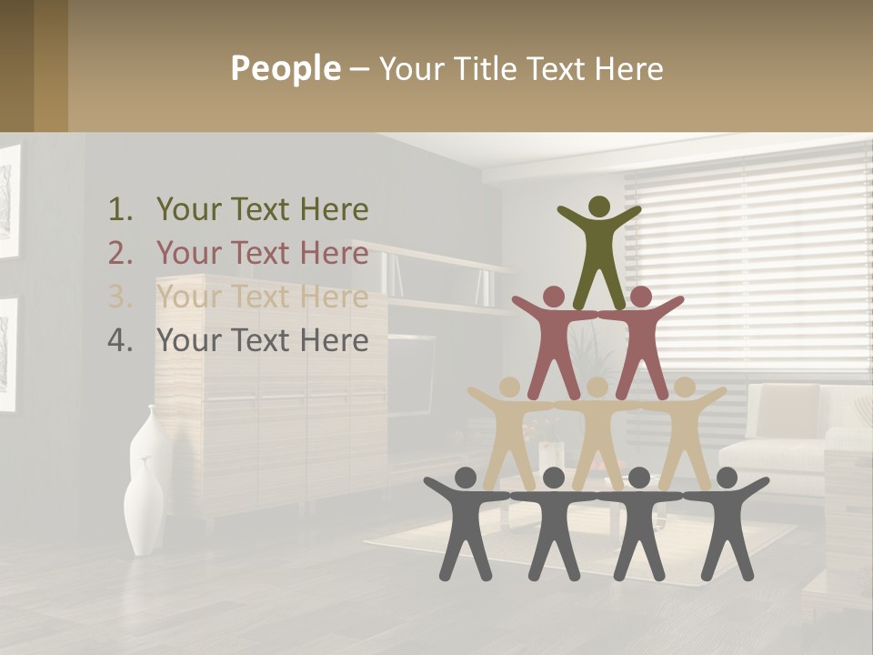 A Living Room With Furniture And A Tv PowerPoint Template