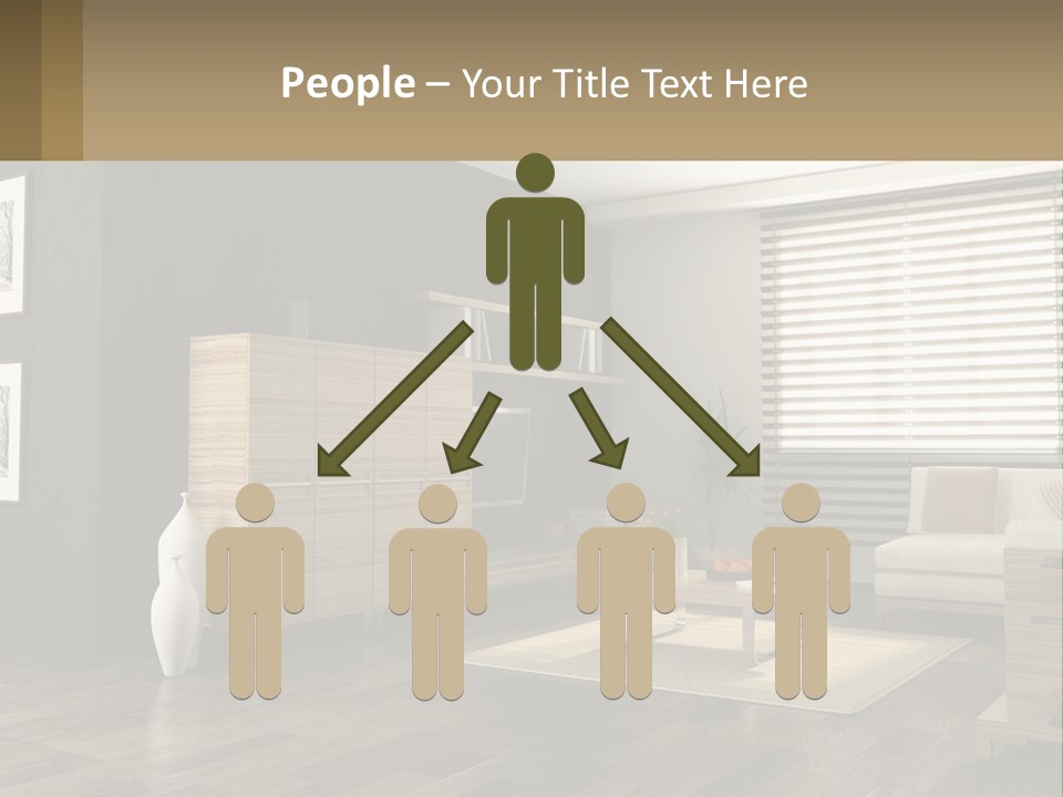 A Living Room With Furniture And A Tv PowerPoint Template