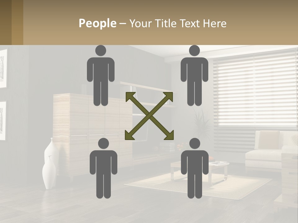 A Living Room With Furniture And A Tv PowerPoint Template