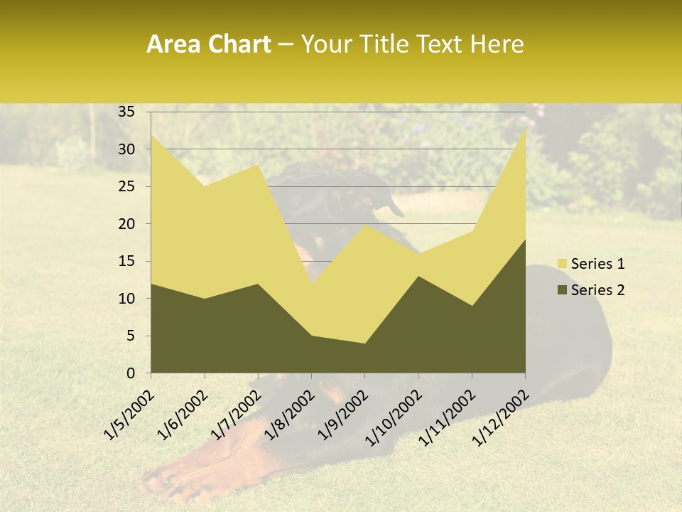 A Black And Brown Dog Laying On Top Of A Lush Green Field PowerPoint Template