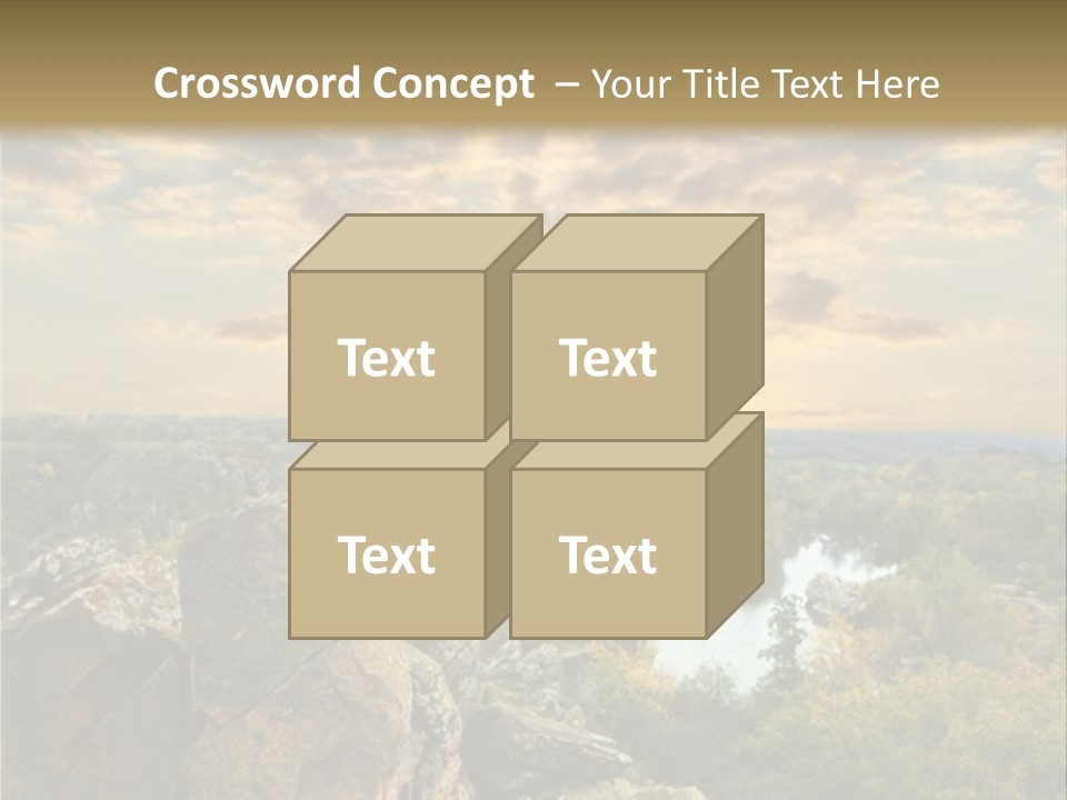 A Picture Of A Sunset Over Some Rocks PowerPoint Template