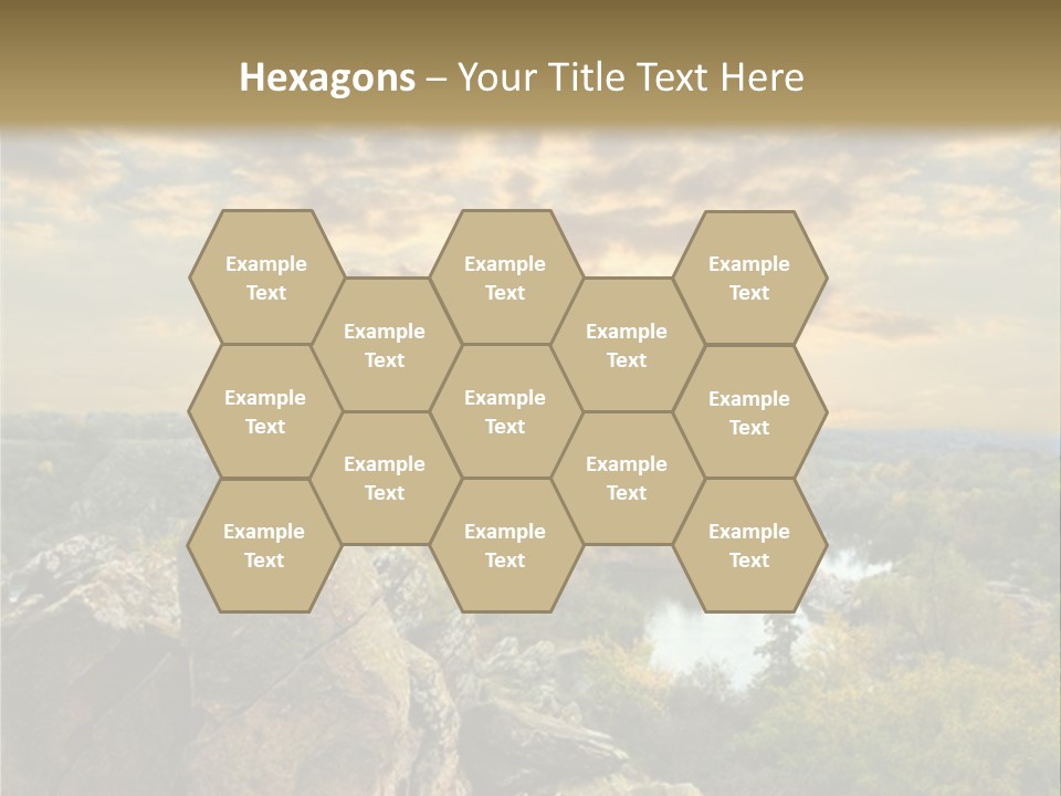 A Picture Of A Sunset Over Some Rocks PowerPoint Template