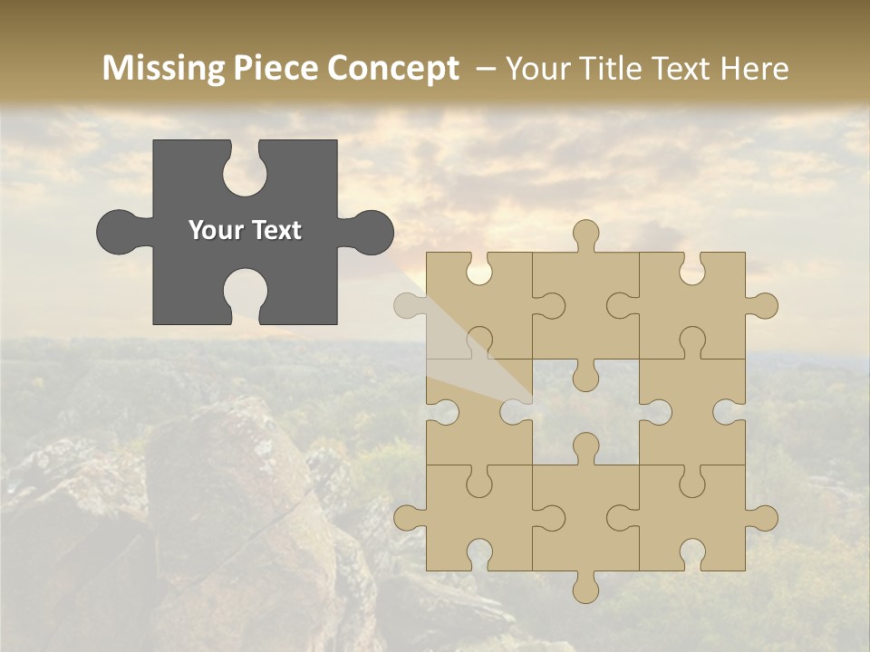 A Picture Of A Sunset Over Some Rocks PowerPoint Template