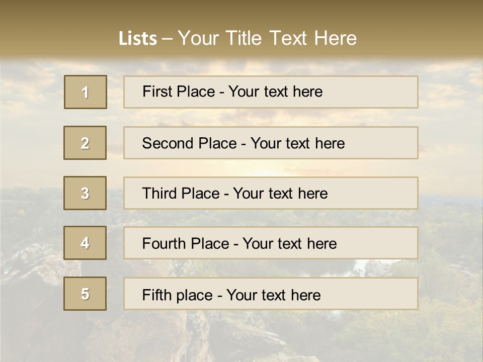 A Picture Of A Sunset Over Some Rocks PowerPoint Template
