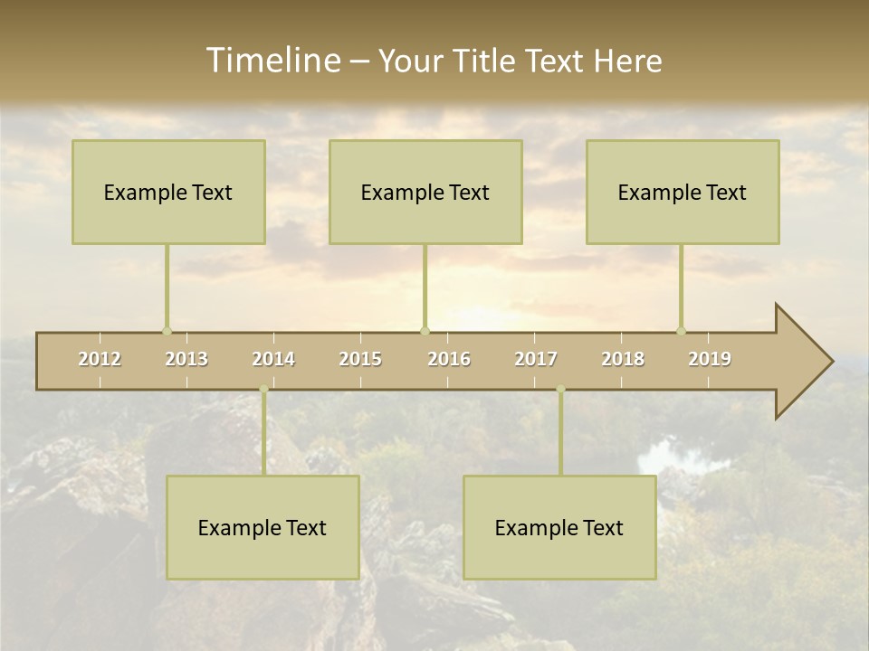 A Picture Of A Sunset Over Some Rocks PowerPoint Template